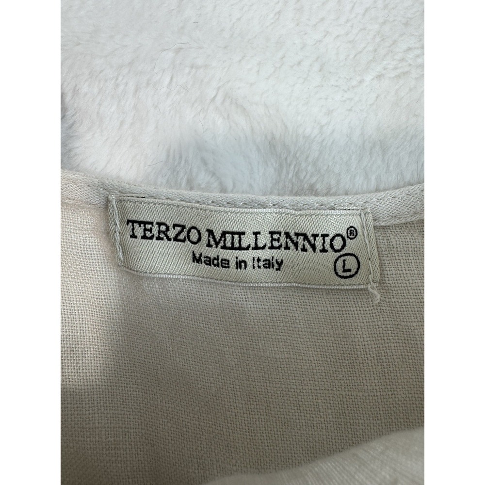 Terzo Millennio Made In Italy Tan 100% Linen Lagenlook Tunic Top Women Size L - Picture 3 of 9